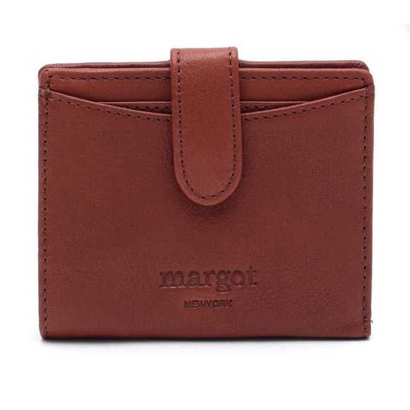 Margot New York Handbags - NWT Margot New York Lizzie SM Bifold Wallet Cognac Brown Leather 4.25"W x 3.75"H